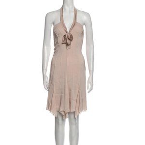 ALBERTA FERRETTI Halterneck Knee-Length Dress, Pink, Size: XS | US2